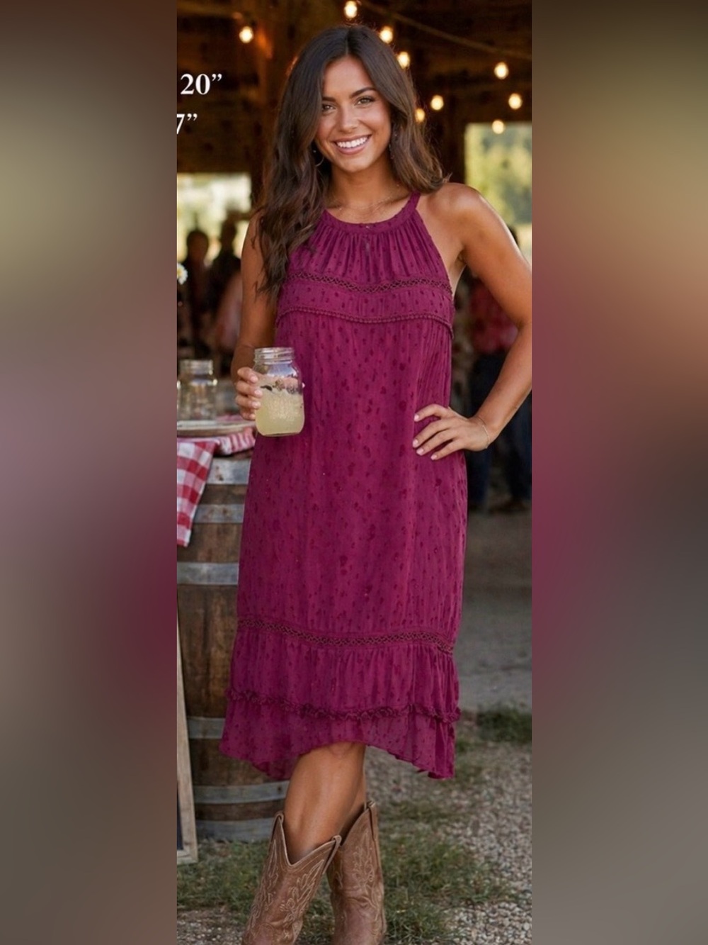 LOFT Berry Swiss Dot Textured Dress  - Size Medium NWT
